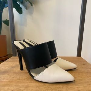 Zara Black and White Pointy Toe Heels